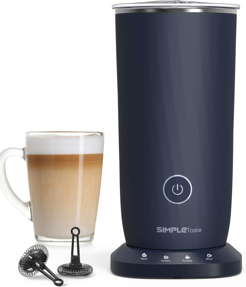 SIMPLETASTE Milk Frother, 4-in-1 Electric Milk Frother and Steamer, Automatic Warm and Cold Foam Maker and Milk Warmer for Latte, Cappuccinos, Dark Blue - Image 1
